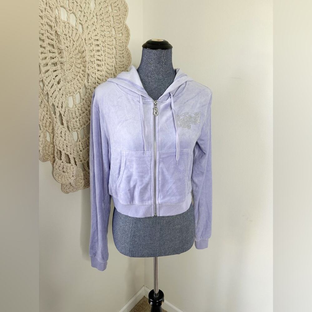 Dolls Kill X Bratz Lavender Purple Cropped Velour Zip Up Hoodie Size XL